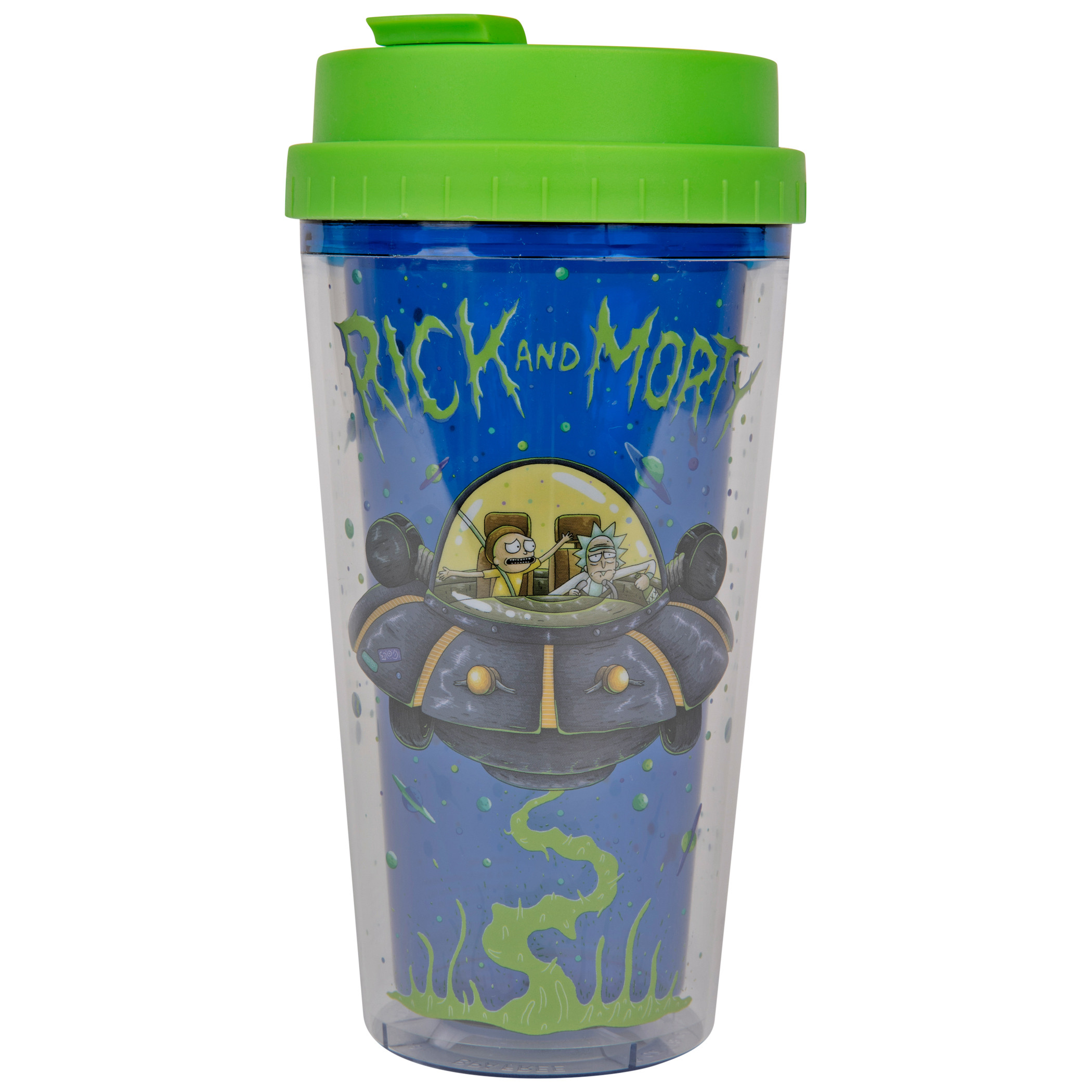 Rick and Morty Spaceship Googus 16oz Double Wall Plastic Travel Mug
